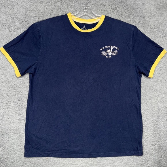 VTG Disney Parks T Shirt Men's Sz XL Blue Ringer Ukulele Floral Double Sided Tee - Picture 2 of 9